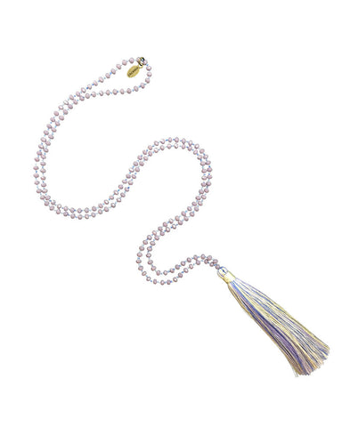 Purple Beaded Blue Tassel Zacasha Necklace