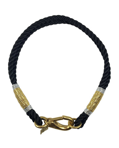 maine ropes necklace nautical black and gold