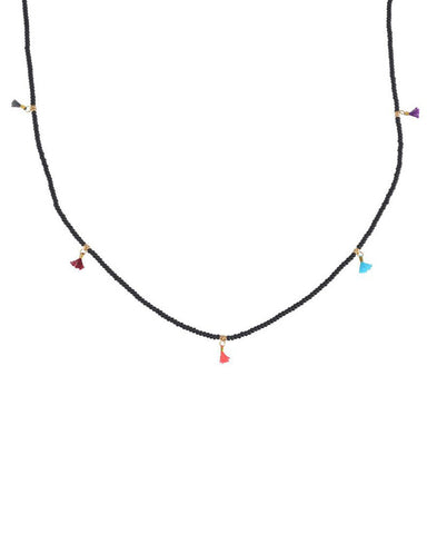 black beaded tassel necklace