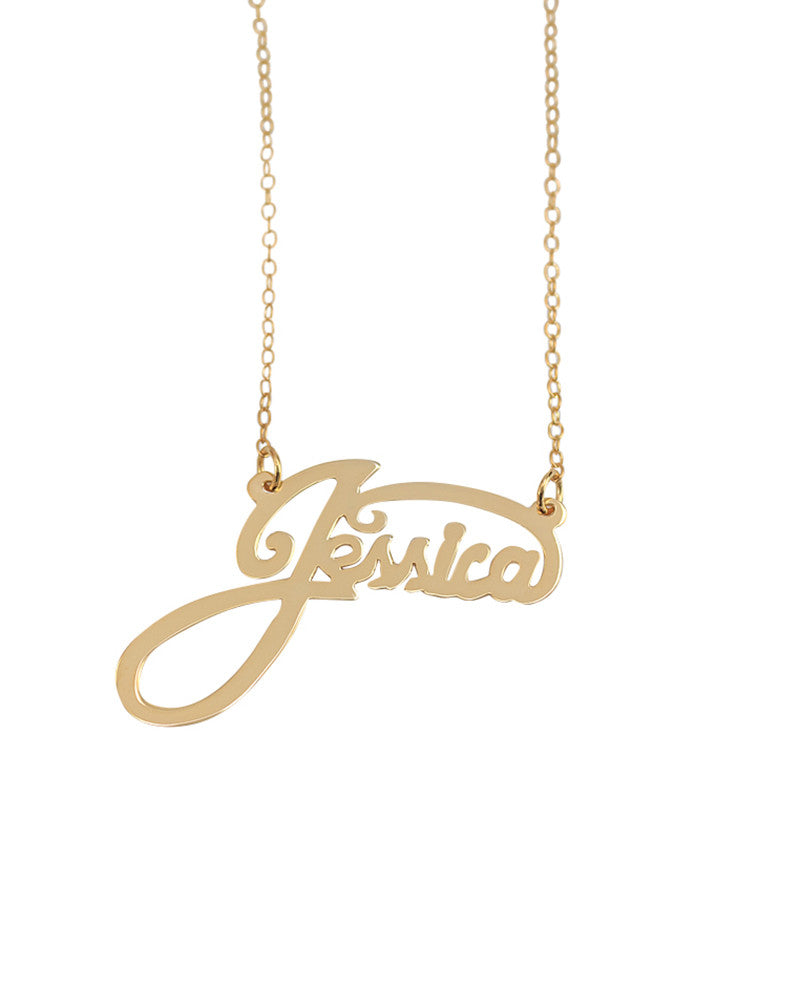 Scripty personalized gold necklace