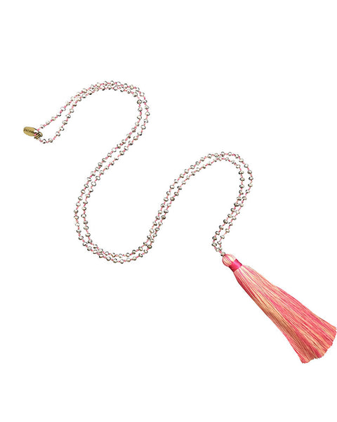 Zacasha Tassel Necklace Silver and Pink