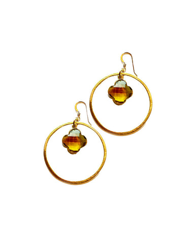 Sirissima Faceted Clover Hoop Earrings 