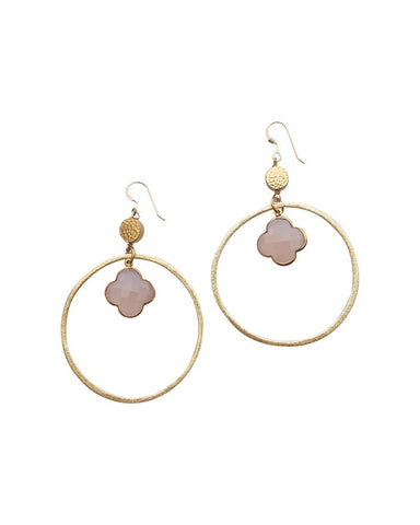 Sirissima Grover Dangle Hoop Pink Earrings 