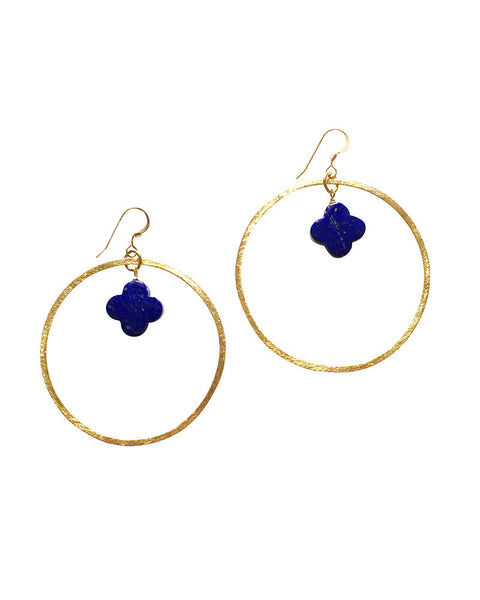 Sirissima Clover Hoop Earrings with Cobalt