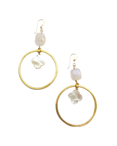 Sirissima Moonstone Dangle Clover Earrings