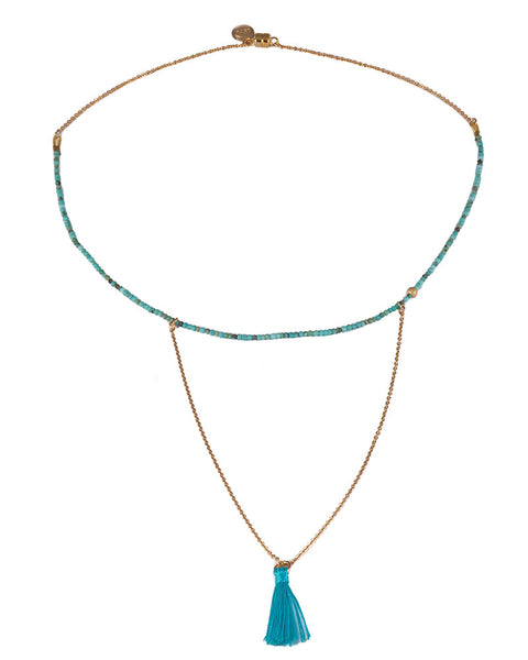 Dafne Turquoise Pom-Pom Necklace