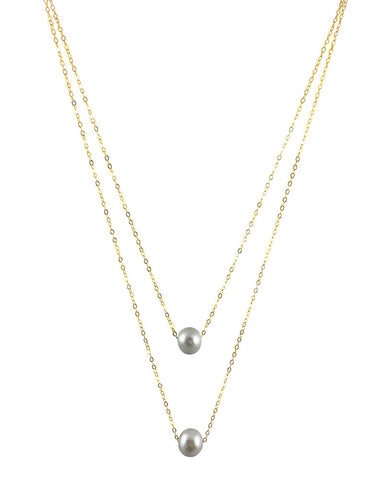 Dove Grey Layered Pearl Necklace