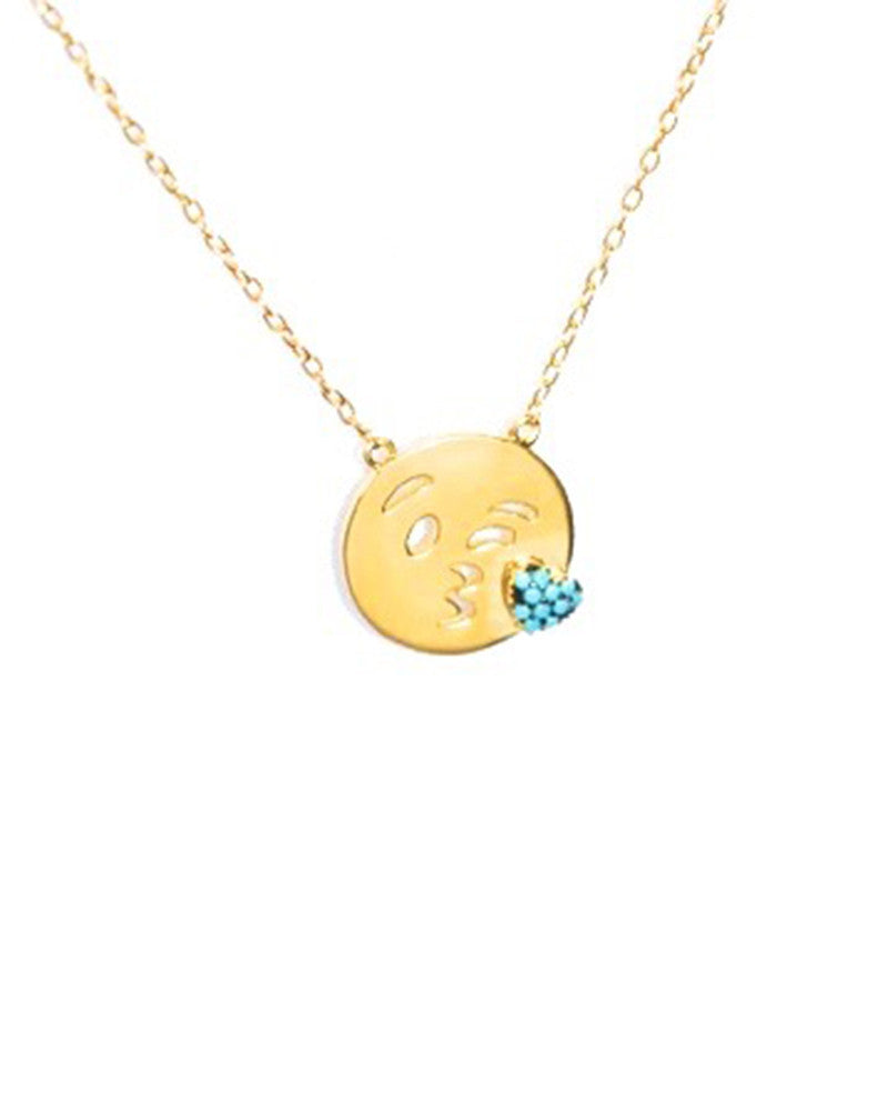 emoji turquoise gold necklace