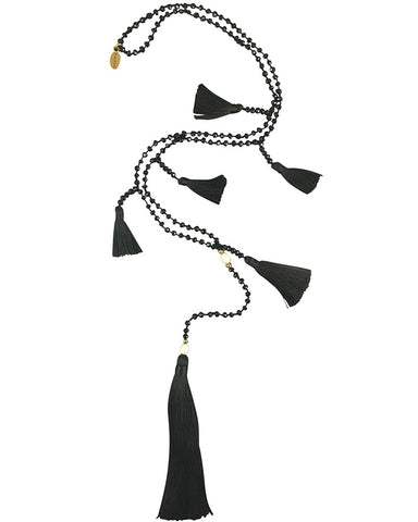 black multi tasseled necklace zacasha