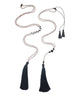 Zacasha | Charcoal Lava Stone Tassel Necklace Set