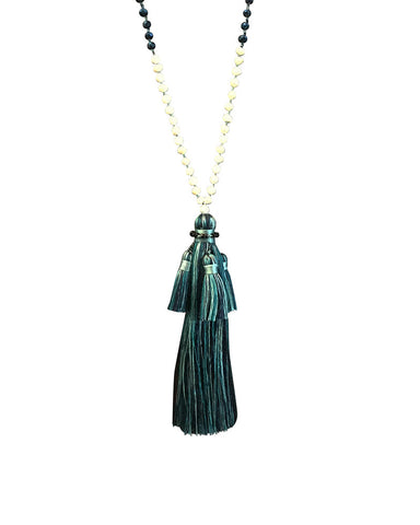 Zacash Blues Multiple Tassel Necklace