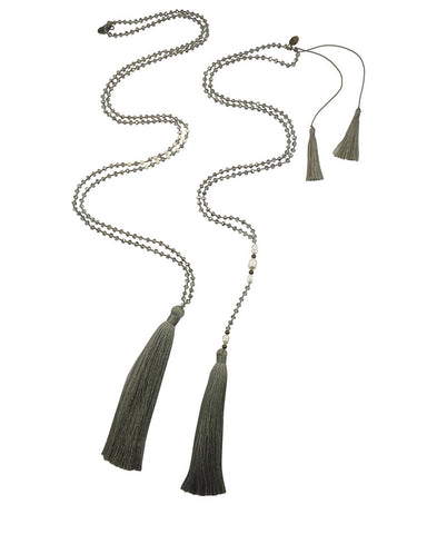 Zacasha Gray Tassel Necklace Set