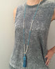 White and Blue Vintage Tassel Necklace On