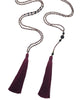 Zacasha | Bordeaux Lava Stone Tassel Necklace Set