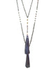 Zacasha | Navy Rosario Pearl Tassel Necklace Set