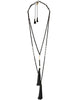 Zacasha |  Pearl Black Tassel Necklace Set