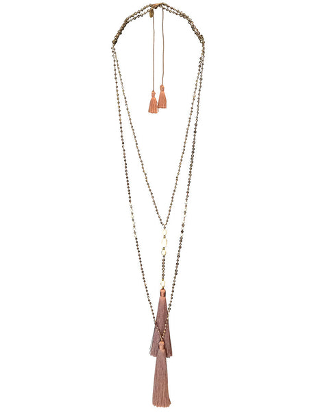 Zacasha Taupe Tassel Necklace Set