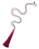Zacasha | Silver Bead Pink Tassel Necklace