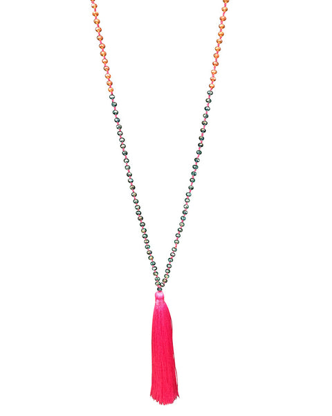 Zacasha Pink and Orange Tassel Necklace